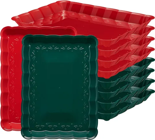 Miniatura 10 de Plasticpro - Bandejas de plástico para servir, rectangulares, 9 x 13 pulgadas, plato desechable para fiesta, incluye 4 bandejas Transparente