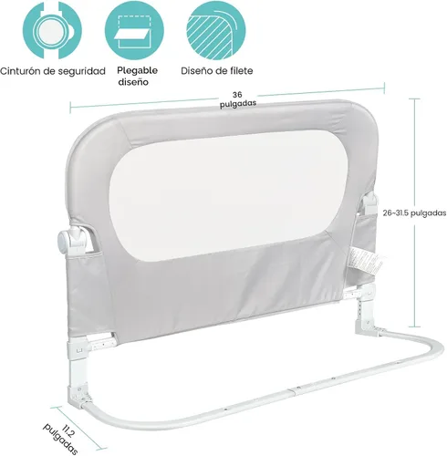 Miniatura 7 de NUTIKAS Barandilla protectora para cama de bebé para niños pequeños - Rieles laterales de cama de 35.1" para niños pequeños para cuna, individual