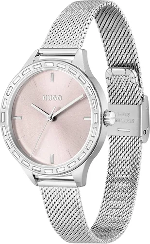 Miniatura 2 de HUGO Flash - Reloj de pulsera de cuarzo de acero inoxidable y malla para mujer color plateado Modelo 1540115 plateado Reloj de cuarzo