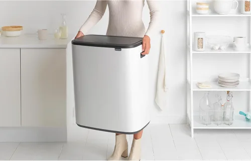 Miniatura 4 de Brabantia Bo Touch Top Cubo de Basura - 1 x Cubo de 16 Galones (Blanco) Cubo de Basura y Reciclaje de Cocina con Apertura/Cierre Suave