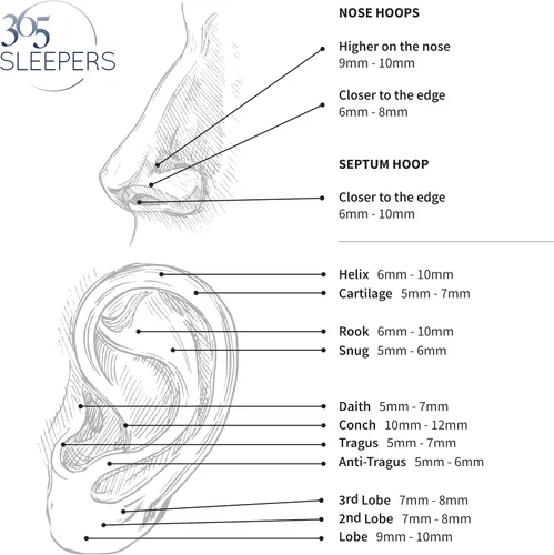Miniatura 35 de 365 Sleepers - Piercing para el cuerpo de acero quirúrgico 316L, 20G, 18G, 16G, 14G, 12G, 10G, 8G, 6G, con sección abisagrado, se vende por unidad