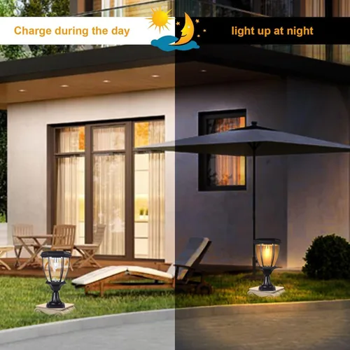 Miniatura 4 de Kendal Lámpara de luz LED accionada solar al aire libre grande (negro-8408-2packs)