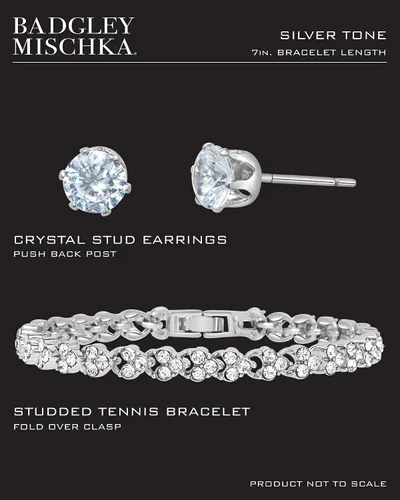Miniatura 4 de Badgley Mischka Women's Strand Bracelet - Cubic Zirconia Tennis Bracelet and Matching Stud Earrings - Bridal Bridesmaids Wedding Jewelry for Women