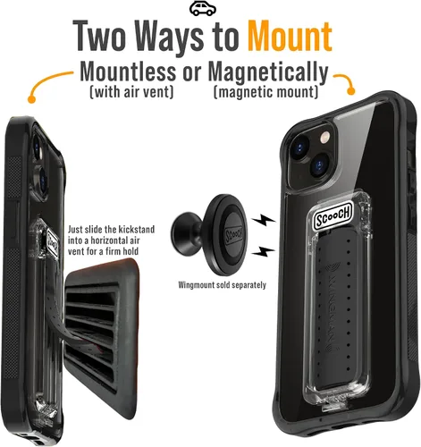 Miniatura 6 de Scooch® Wingman - Funda para iPhone 13 con soporte, funda con función atril 5 en 1, protección contra caídas de grado militar, soporte emergente
