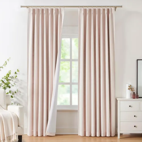 Miniatura 27 de Central Park Paneles de cortinas plisadas opacas con textura de lino, con aislamiento térmico y pestaña trasera, para sala de estar o dormitorio