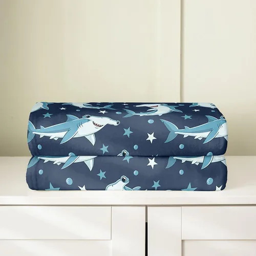 Miniatura 4 de Erosebridal Hammerhead Shark Flannel Blanket 40x50 Marine Life Fuzzy Plush Throw for Sofa Couch Hammerhead Shark Lover Gifts Ocean Sealife Fleece