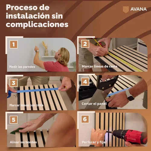 Miniatura 6 de Avana Paneles de pared de madera acústica – Paneles de 93.2 x 11.25 pulgadas – Se adapta a diseños de 94 x 12 pulgadas – Paneles acústicos de roble