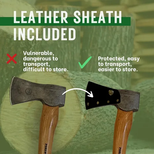 Miniatura 3 de FORESTER Woodman - Hacha de corte de madera de 24 pulgadas con vaina, hacha multiusos con mango de nogal para cortar y cortar madera, acero sueco