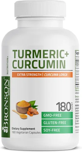 Miniatura 3 de Bronson Curcumina de cúrcuma extra fuerte, antioxidante, apoyo articular y digestión con BioPerine, sin OMG, 180 cápsulas vegetarianas