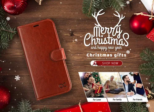 Miniatura 7 de OCASE Funda tipo cartera compatible con iPhone 11 con tarjetero y soporte para tarjetas, funda de piel sintética con función atril y cierre Marrón