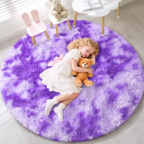 Miniatura 79 de EVOIONOS - Alfombra redonda gris para dormitorio, 5x5 pies; alfombras circulares suaves y esponjosas para sala de estar, alfombras de felpa peludas