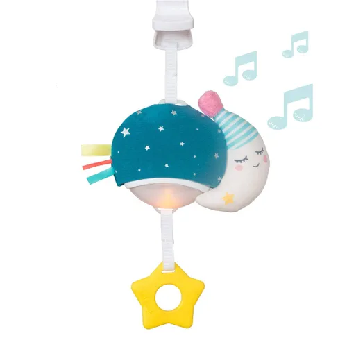 Taf Toys Mini luna musical, juguete para bebés con música colgante y luces para llevar, compañero de viaje para padres y bebés, calma al bebé,