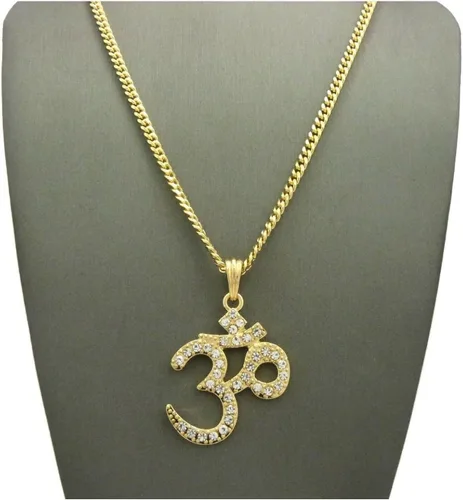 Miniatura 2 de Brillante joyeros Estados Unidos para hombre nueva india Yoga Om Iced Out colgante de 24" cuerda, cadena, caja cubano Hip Hop collar inspirado