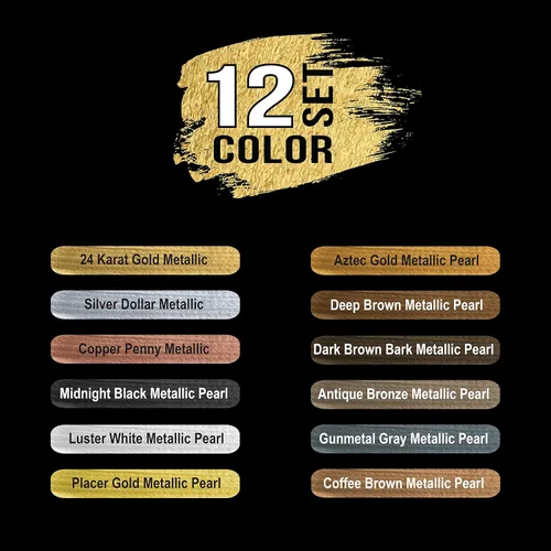 Miniatura 3 de U.S. Art Supply Juego de pintura acrílica metálica profesional, 12 colores metálicos ricos, tubos de 2.4 onzas líquidas, pintura artesanal