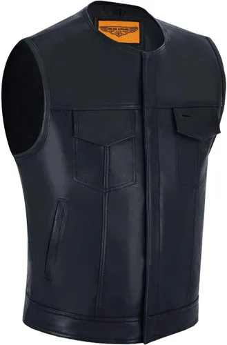 Miniatura 9 de GARGOYLE BELLS Chaleco de cuero para hombre, estilo SOA, con bolsillos para pistolas, chaleco para motociclista, para hombre
