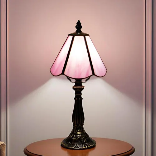 Miniatura 9 de Tiffany Style Table Lamp White Diamond Stained Glass Lamp 14 Inch Small Lamp,Desk Lamps,6X6X14 Inch,Bronze Resin Base, Antique Lamp,Mini Accent