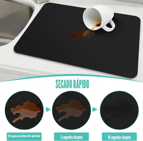 Miniatura 3 de WISELIFE Tapete de café súper absorbente para secar platos, accesorios de barra de café, combina con máquina, tapetes de secado grandes para Negro