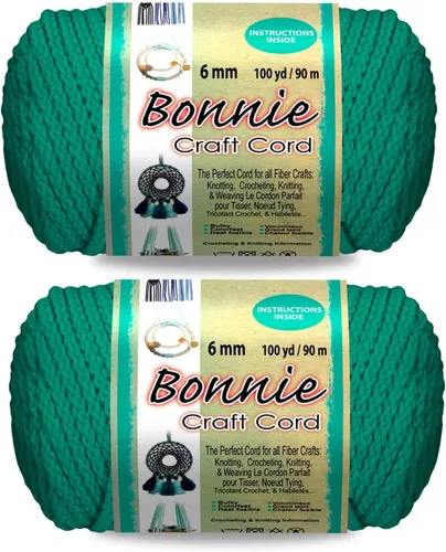 Miniatura 35 de Pepperell Bonnie Cordón de macramé trenzado 6mm x 100 yardas Rojo (Paquete de 2 valores) Cordón de polipropileno trenzado para manualidades DIY