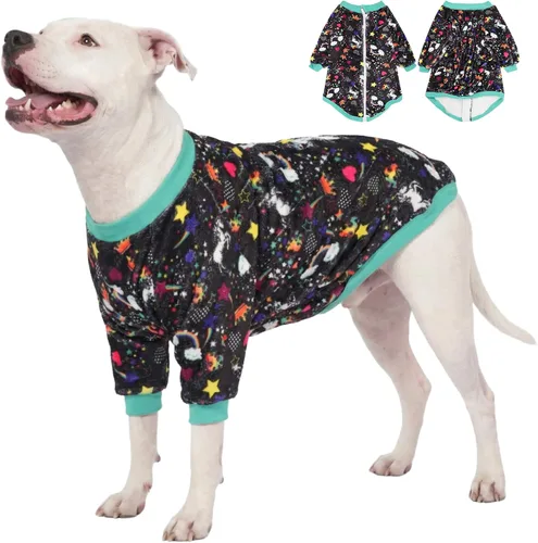 Miniatura 11 de LovinPet Chaquetas para perros grandes de 50 a 60 libras, ropa de tela de franela agradable a la piel para perros, estampado de espuma de mar