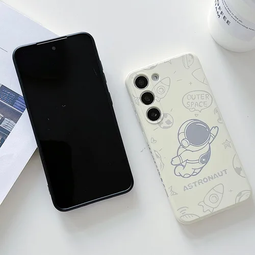 Miniatura 92 de Yonds Queen para Samsung Galaxy S21 Funda Linda, Diseño de Astronauta de Dibujos Animados, Espacio, Luna, Cohete, Elegante Cubierta Amortiguadora