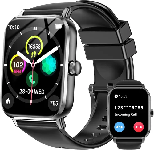 Reloj inteligente para hombres y mujeres con llamadas, rastreador de actividad física de 1.83 pulgadas con monitor de frecuencia cardíaca/sueño,