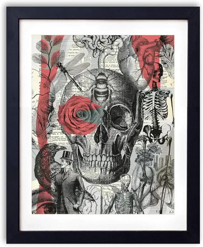 Calavera, anatomía esquelética vintage de diccionario, arte de pared moderno y contemporáneo para decoración del hogar, póster bohemio de 8 x 10