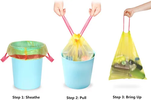 Miniatura 5 de Bolsa de basura con cordón de 5 galones, coloridas bolsas de basura pequeñas para cocina, bolsas de basura para el hogar, cocina, baño, oficina, 4