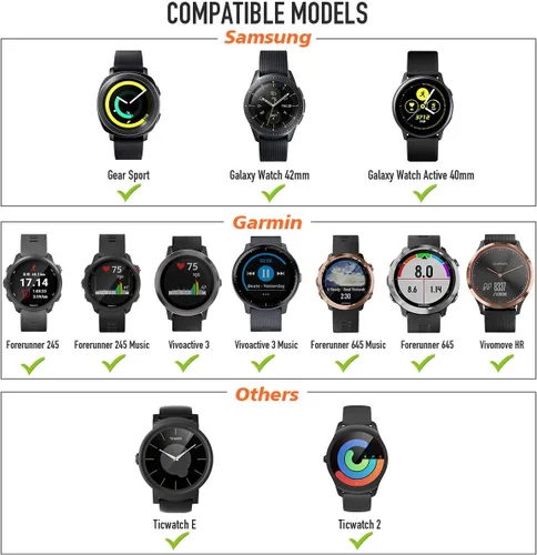Miniatura 2 de ANCOOL Correa de reloj Garmin Forerunner 245/165/55/645, correa de reloj deportiva de silicona de 0.787 pulgadas compatible con Garmin Vivoactive