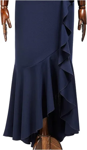 Miniatura 8 de MISSMAY Vestido largo formal de dama de honor con volantes y encaje floral para mujer