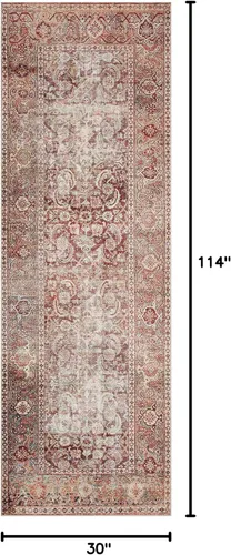 Miniatura 2 de Loloi - Tapete corredor pelo corto sala estar, suave, duradero, colección Layla, estampado envejecido retro, no desprende pelo, fácil limpiar, 13 in