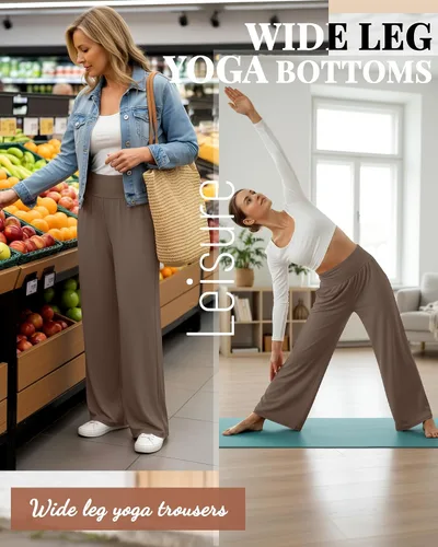Miniatura 171 de Neer - Conjunto de 3 pantalones de yoga de pierna ancha para mujer - Pantalones deportivos cómodos, holgados, de cintura alta y casuales