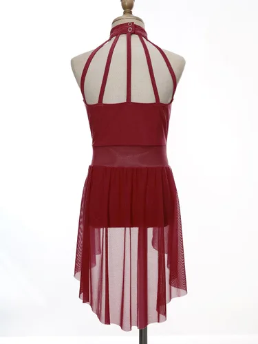Miniatura 10 de Vestido de ballet lírico para niñas y niñas, sin mangas, encaje floral, leotardo contemporáneo, moderno disfraz de baile