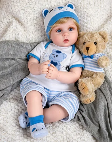 Miniatura 9 de Aori Muñecas de bebé recién nacidas realistas de 22 pulgadas con cuerpo suave y con peso y trajes de cebra, juego de regalo para niños de 3 años