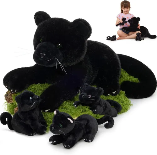 Miniatura 27 de MorisMos - Animales de peluche de lagarto, mamá camaleón gigante de 27 pulgadas con 4 lagartos bebés, juguetes para niños y niñas, mamá iguana
