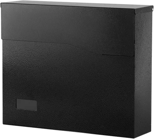 xydled Buzón de correo de montaje en pared para exterior, buzón de metal colgante de acero de gran capacidad, buzón moderno, negro, 14.6 x 12.2 x