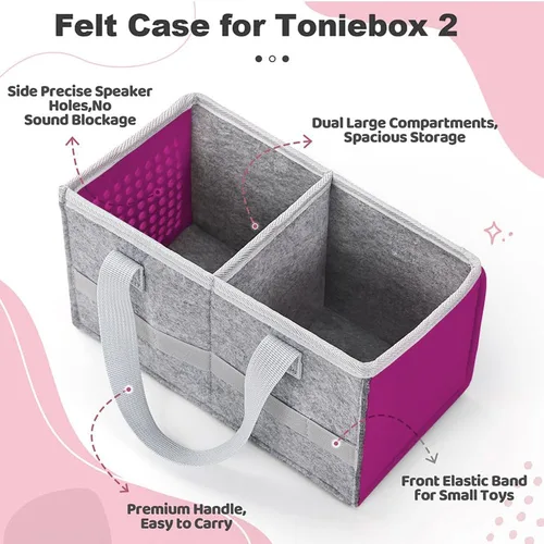 Miniatura 6 de Estuche de transporte para Toniebox Starter Set y figuras Tonies, bolsa plegable de tela de fieltro para viajes y juguete musical para Toniebox 2