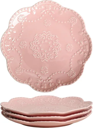 Miniatura 9 de Gaolinci European Palace Series Lace Embossed Ceramic Dinner Plate (juego de 4)