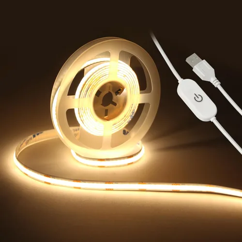 Miniatura 18 de Juego de 2 Paquetes de Tiras de Luces LED de 3.28 Pies COB Tiras de Luz USB 5V 6500K Blanco Brillante Alta Densidad No Regulable Tira LED Corta