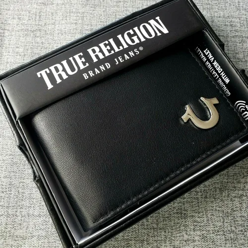 Miniatura 9 de True Religion Billetera de cuero plegable, Negro