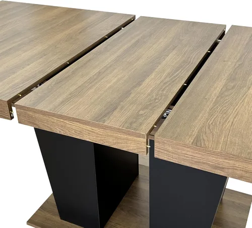 Miniatura 5 de Juego de mesa de comedor extensible de 5 piezas, juego de mesa de comedor extensible de estilo granja para 4, mesa de cocina expandible de madera
