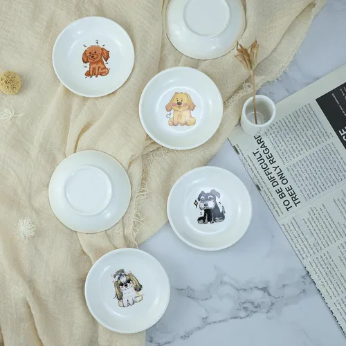 Miniatura 7 de Divertidos platos de cerámica con diseño de perros lindos de caricaturas, platos de condimentos, cuencos de salsa de soja para sushi, platos