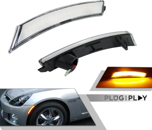 Miniatura 2 de Faros Laterales Delanteros LED de Lente Clara y Ámbar Compatibles con 2006-2010 Pontiac Solstice, 2007-2010 Saturn Sky
