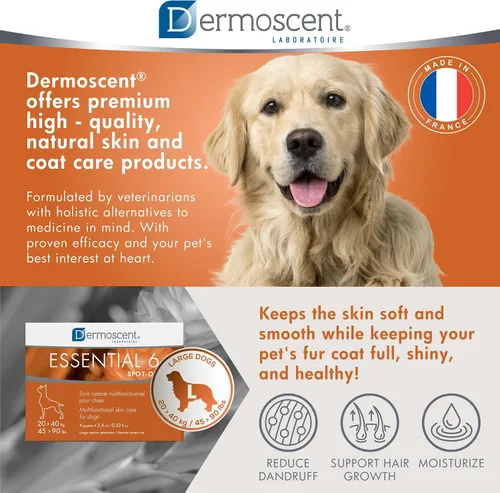 Miniatura 6 de Dermoscent Essential 6 spot-on - Cuidado de la piel para perros con caspa y alivio de alergias con aceite de vitamina E - Antipicazón para perros