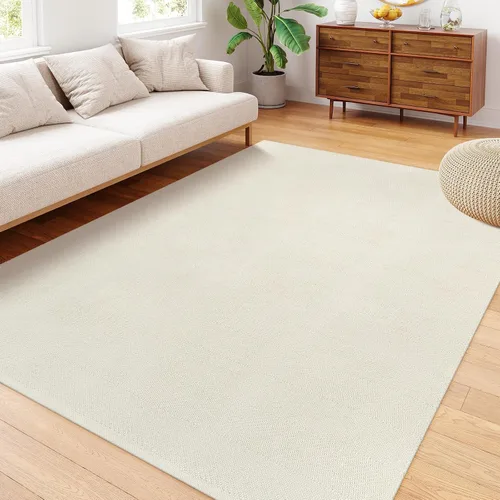 Miniatura 65 de LEEVAN - Alfombras lavables para cocina de 3 x 5 pies, alfombra de color crema para dormitorio, alfombra de algodón tejida para entrada, alfombra