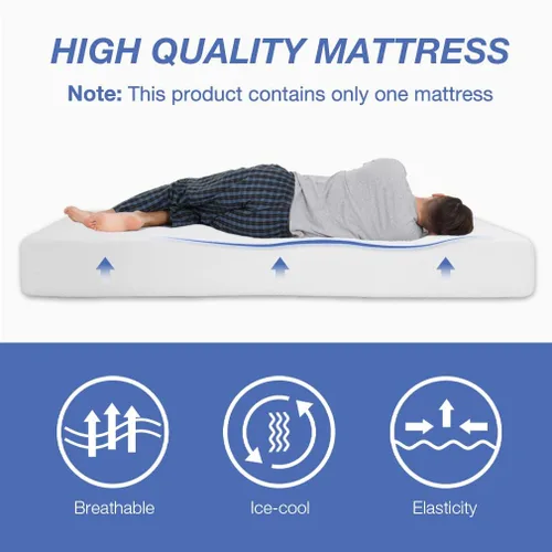 Miniatura 6 de BestMassage Colchón de espuma viscoelástica de gel de 8 pulgadas para un sueño fresco y alivio de presión, colchones de firmeza media