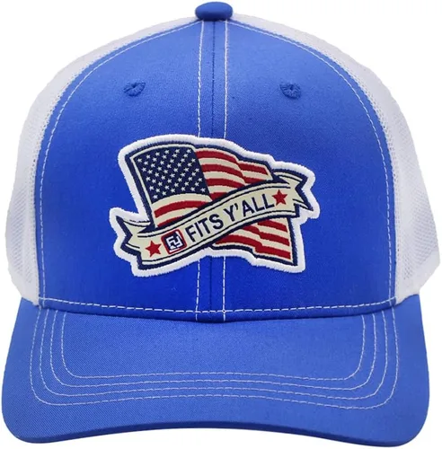 Miniatura 2 de Fits Y'all USA Flag Americana Structured Trucker Hat for Unisex and 3XL Oversize