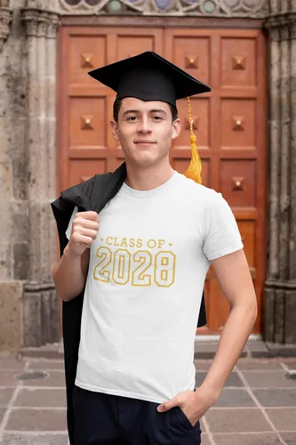 Miniatura 7 de Class of 2028 Iron On Decal, Senior Class Shirt Patch, Heat Transfer, HTV Graphic Tshirt Sticker, DIY Crafts, Pick Size Color, Iron-On Almost Gold