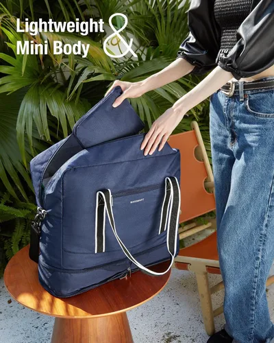 Miniatura 3 de BAGSMART Bolsa de lona para hombre y mujer, Azul marino, Bolsa de viaje