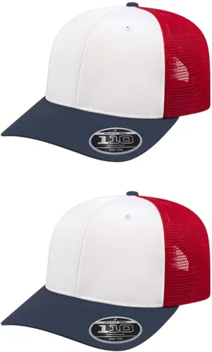 Miniatura 28 de Cap America i8502 Flexfit 110 Premium - Gorra de camionero de perfil medio con 6 paneles de malla trasera con protección UV y cierre ajustable Azul