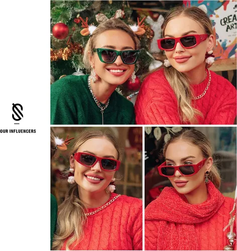 Miniatura 41 de SOJOS Gafas de sol polarizadas rectangulares Y2K de moda para mujeres y hombres, gafas de sol rave de diseñador de moda SJ2228